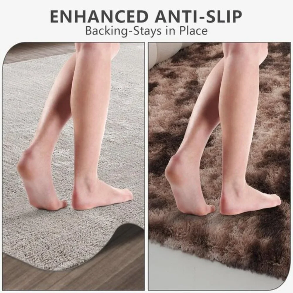 New 8x10 Brown Shag Area Rug, Ultra Soft Fluffy Carpet for Bedroom & Nursery